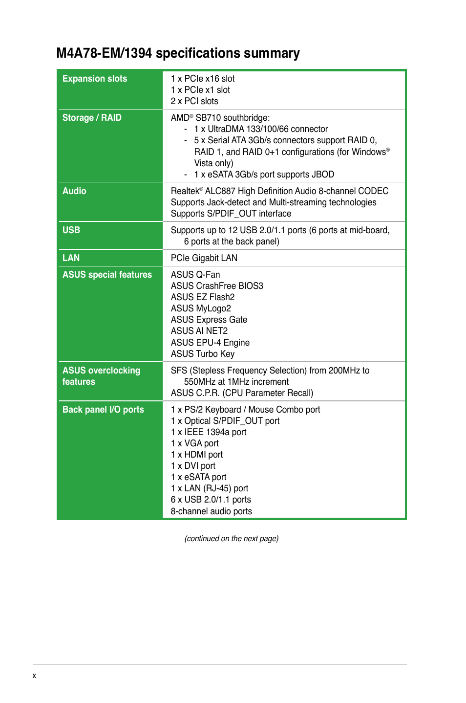 Asus M4A78-EM/1394 User Manual | Page 10 / 62