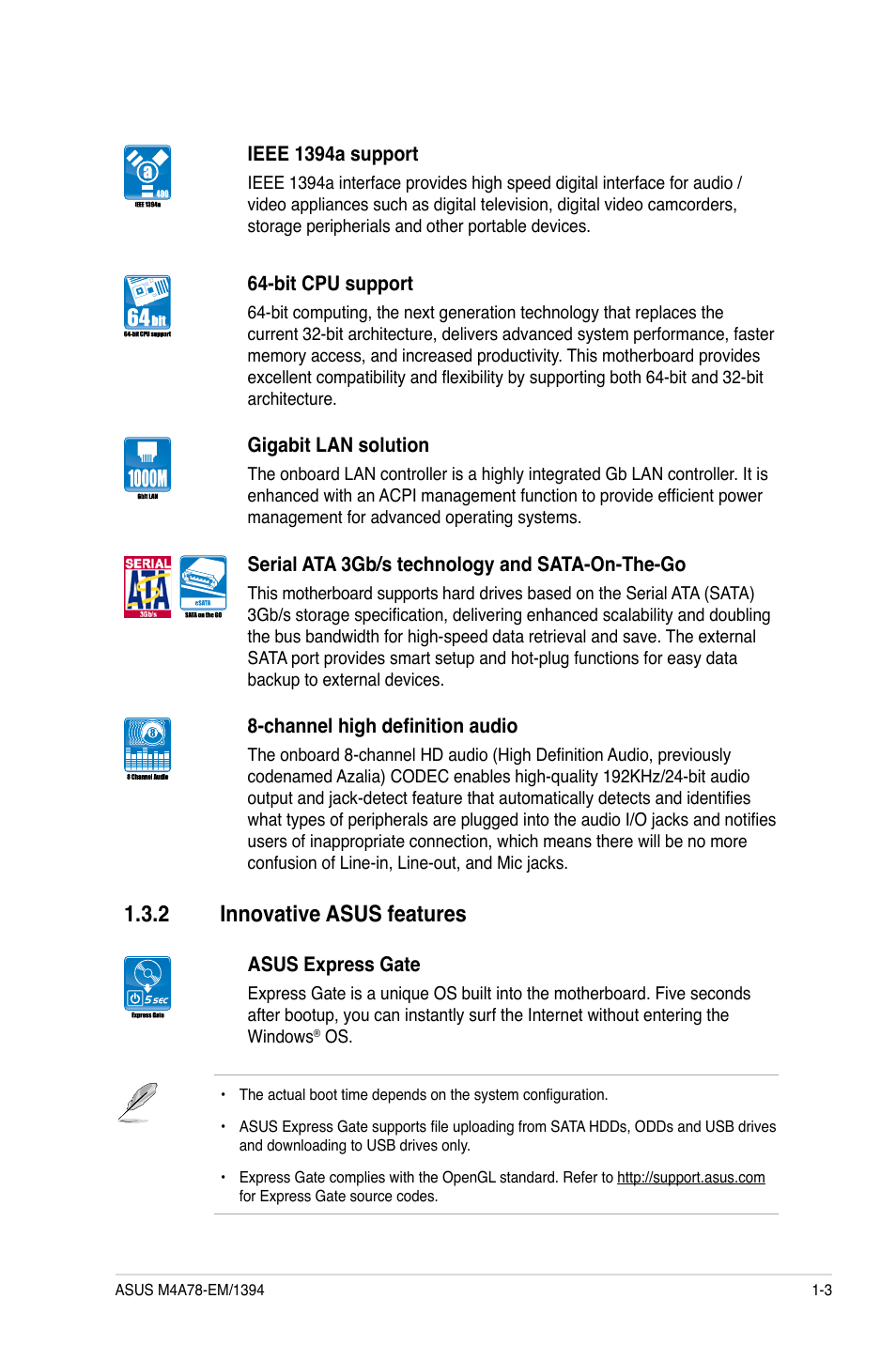 2 innovative asus features, Innovative asus features -3 | Asus M4A78-EM/1394 User Manual | Page 15 / 62