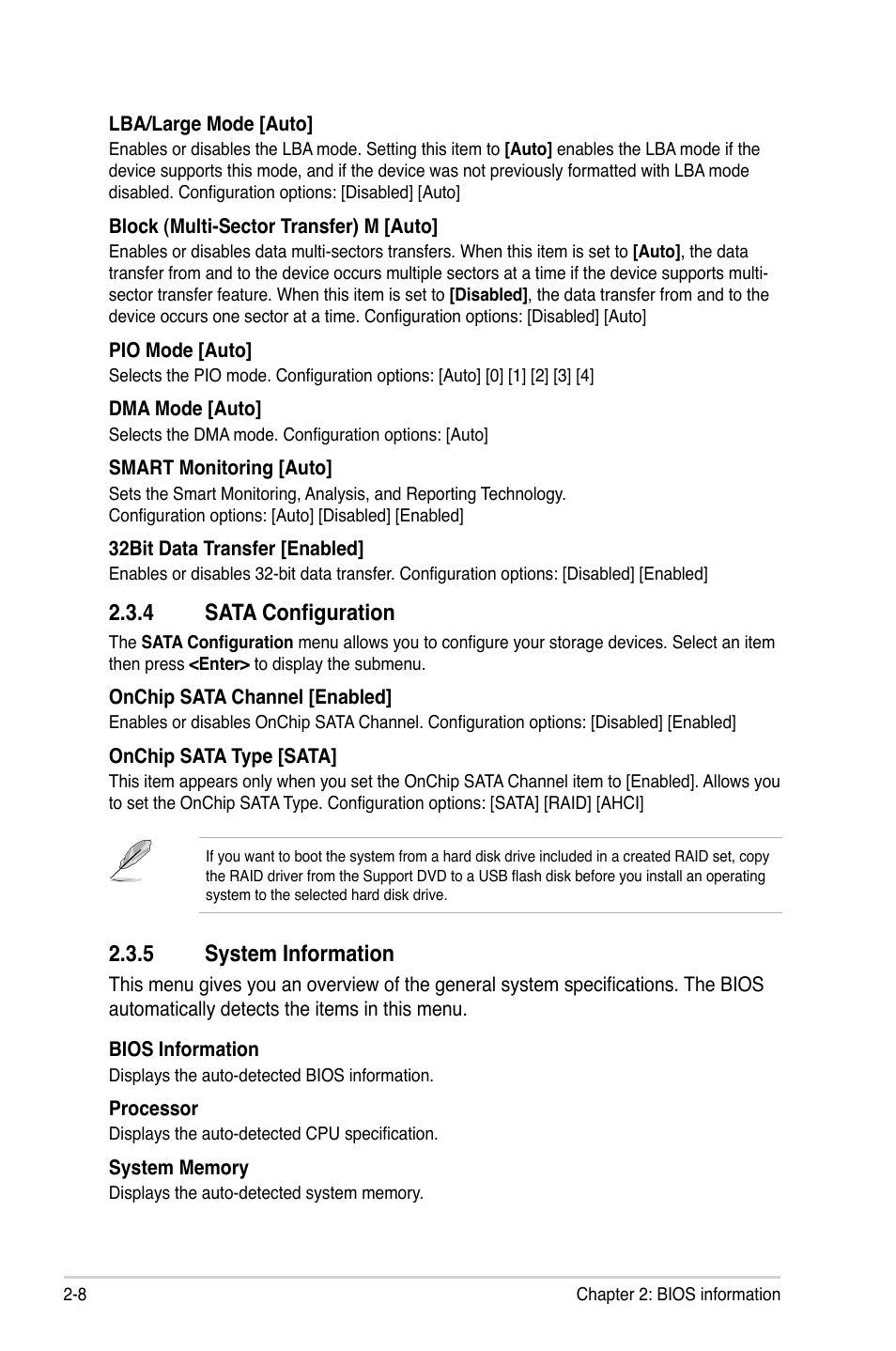 4 sata configuration, 5 system information, Sata configuration -8 | System information -8 | Asus M4A78-EM/1394 User Manual | Page 50 / 62