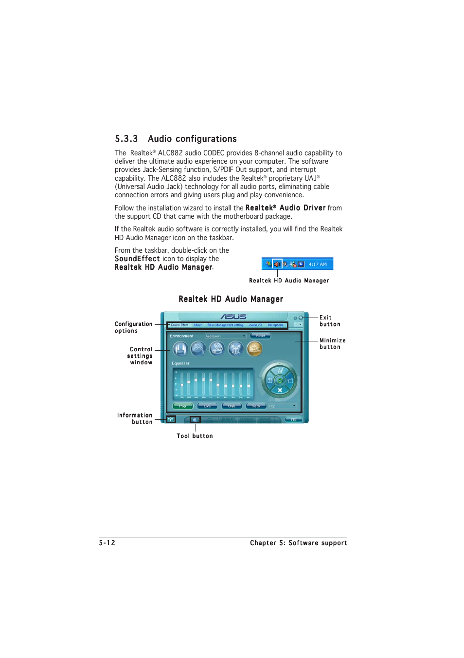 Realtek hd audio manager | Asus P5LD2-V User Manual | Page 120 / 144