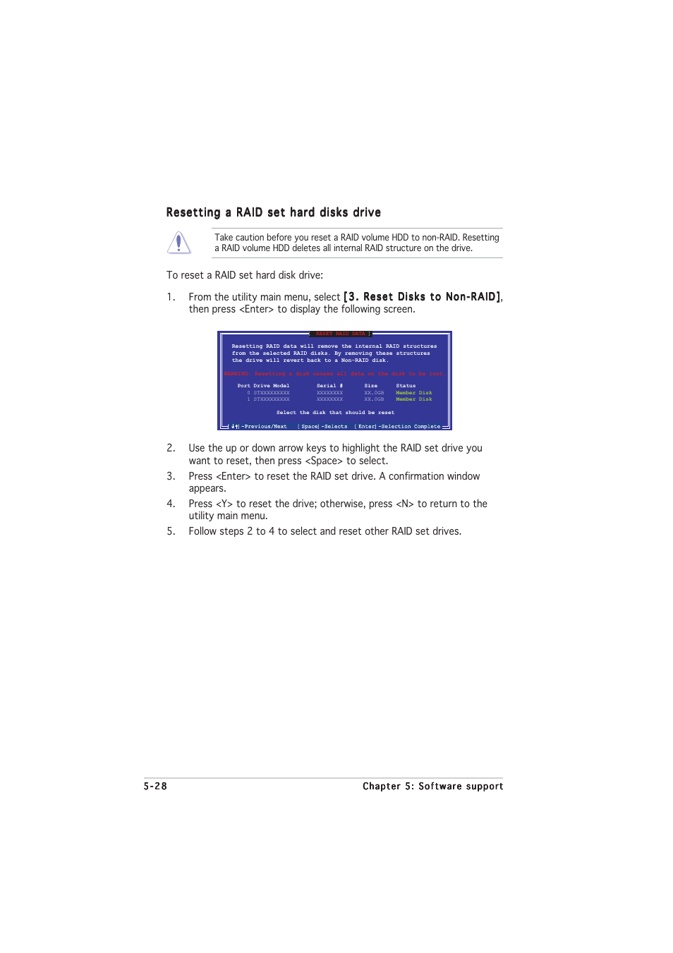 Resetting a raid set hard disks drive | Asus P5LD2-V User Manual | Page 136 / 144