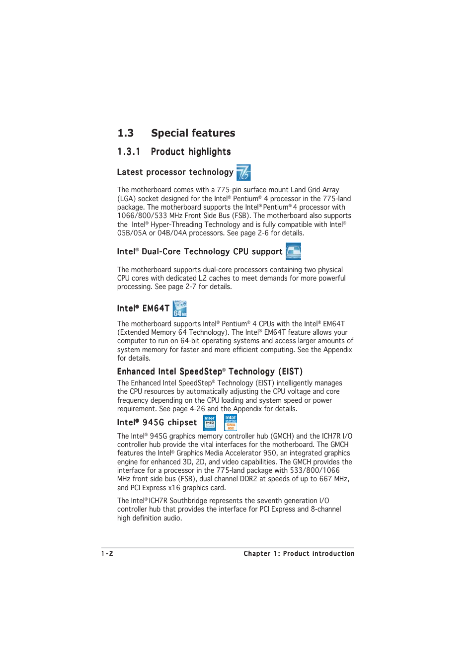 3 special features | Asus P5LD2-V User Manual | Page 18 / 144