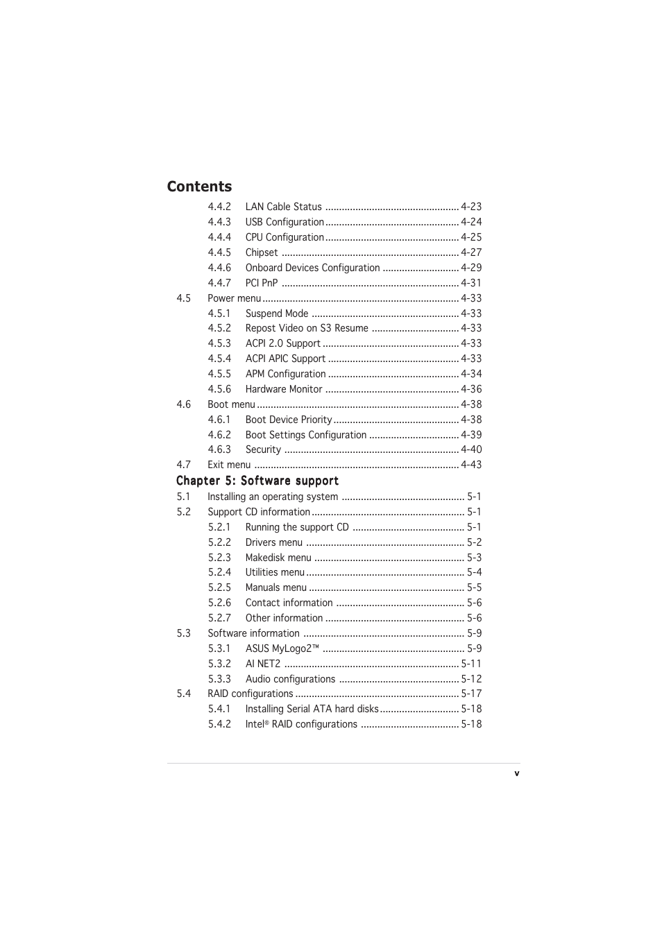 Asus P5LD2-V User Manual | Page 5 / 144