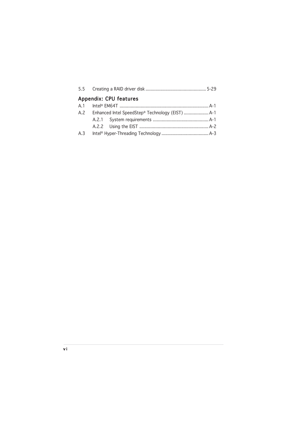 Asus P5LD2-V User Manual | Page 6 / 144