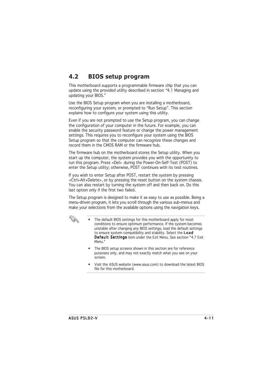 2 bios setup program | Asus P5LD2-V User Manual | Page 73 / 144