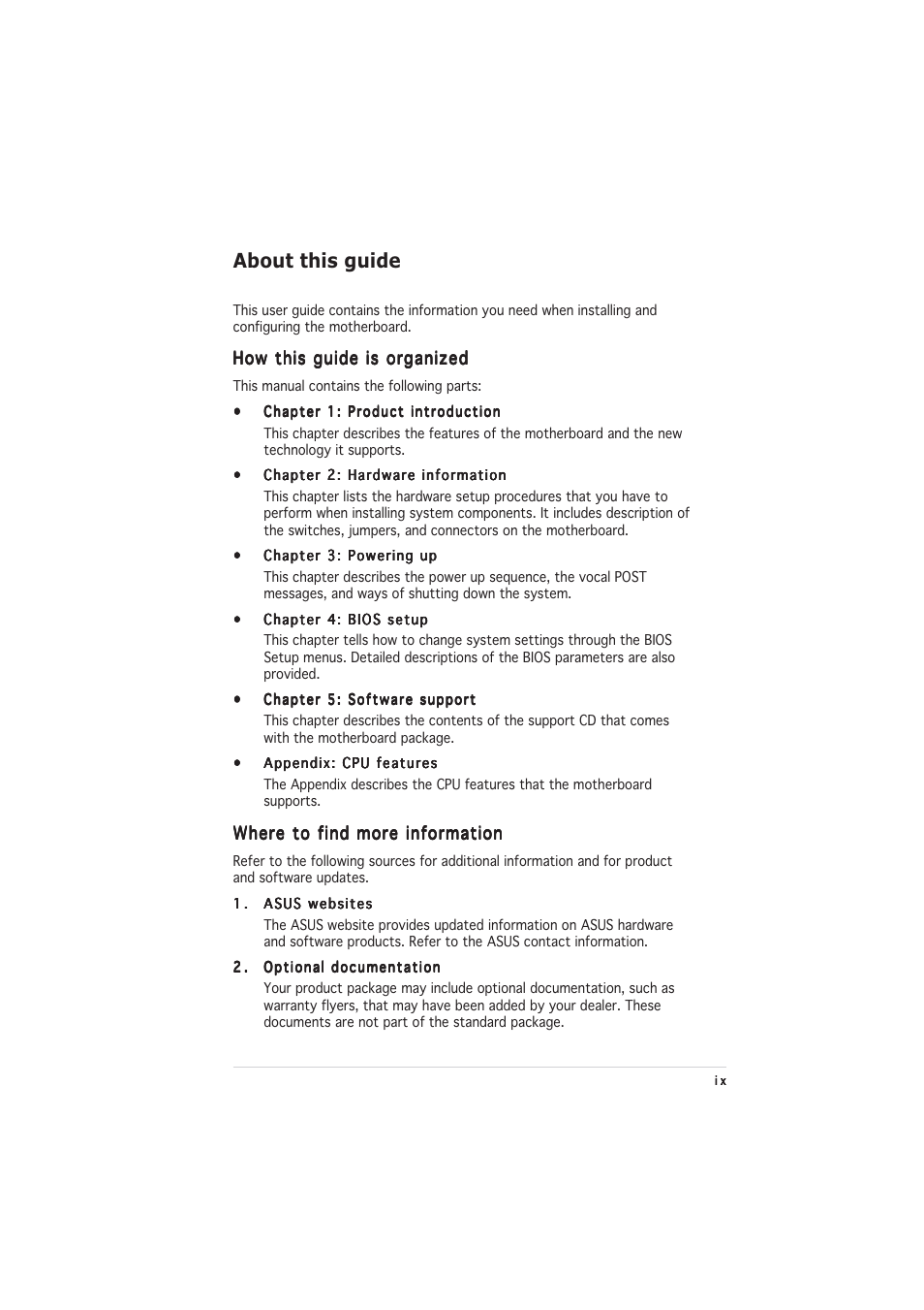 About this guide | Asus P5LD2-V User Manual | Page 9 / 144