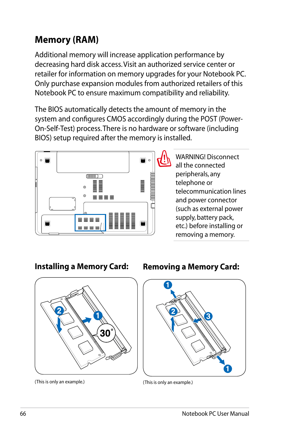 Memory (ram) | Asus R401JV User Manual | Page 66 / 118