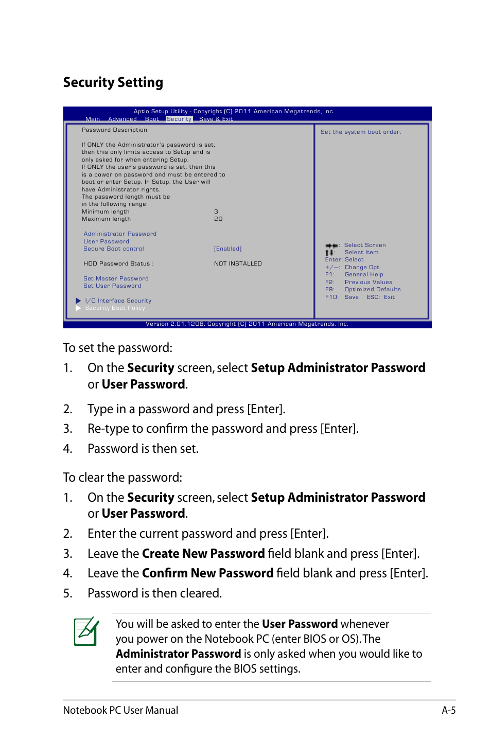 Security setting | Asus R401JV User Manual | Page 81 / 118