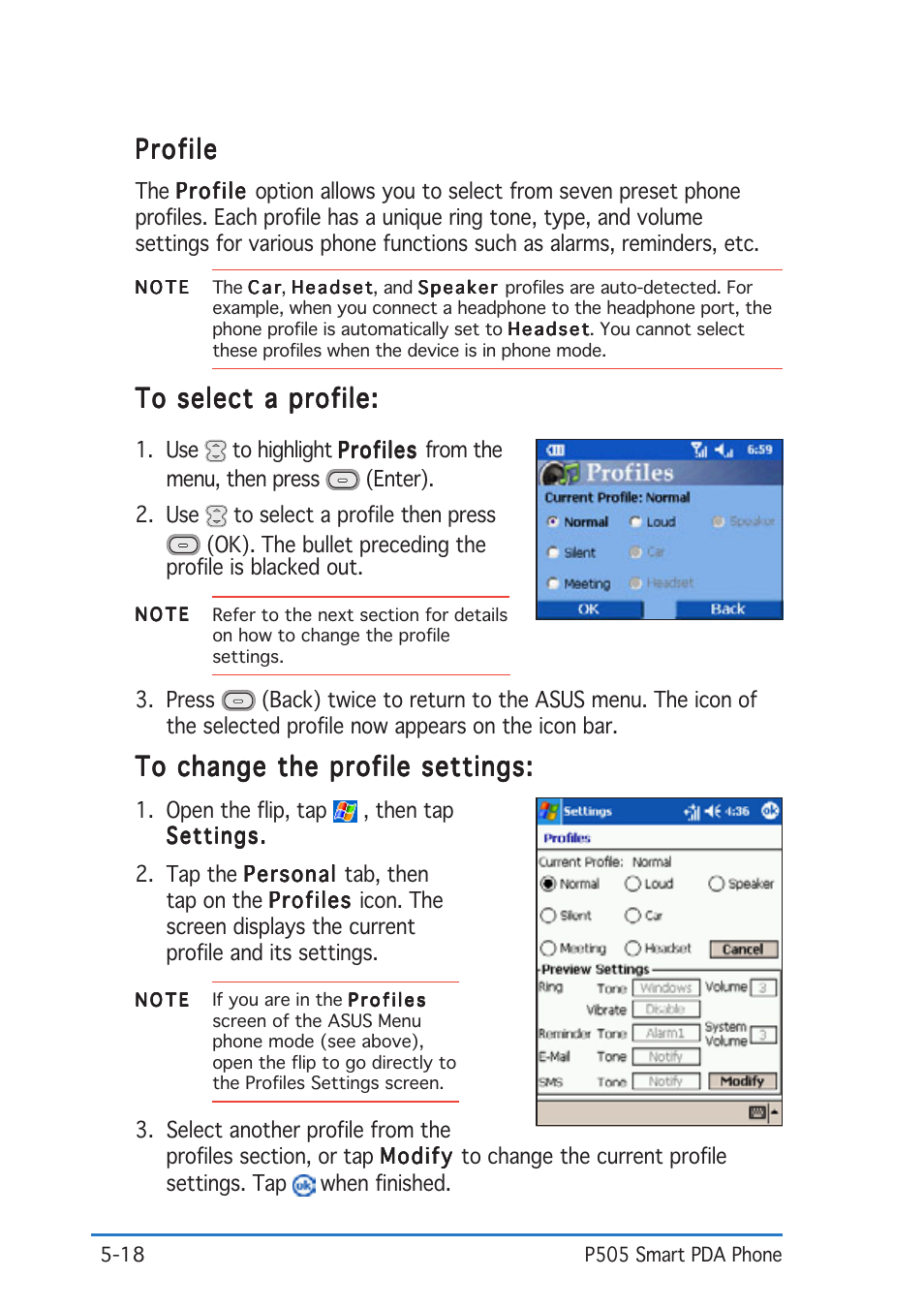 Profile | Asus P505 User Manual | Page 118 / 326