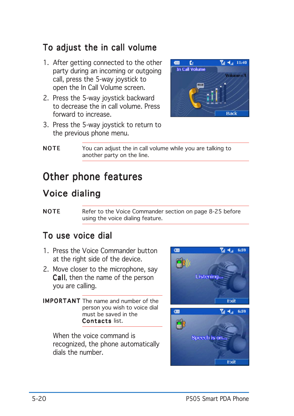 Other phone features, Voice dialing | Asus P505 User Manual | Page 120 / 326