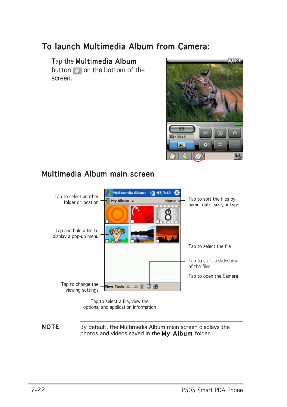 Multimedia album main screen | Asus P505 User Manual | Page 214 / 326