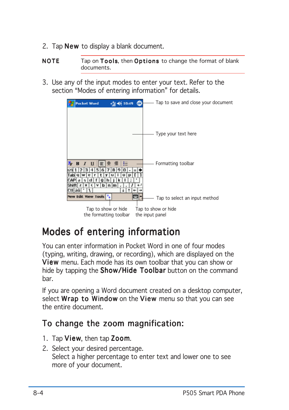 Modes of entering information | Asus P505 User Manual | Page 248 / 326