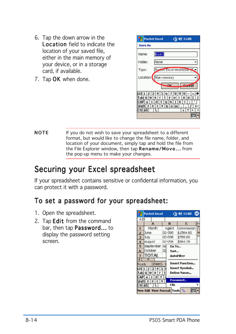 Securing your excel spreadsheet | Asus P505 User Manual | Page 258 / 326