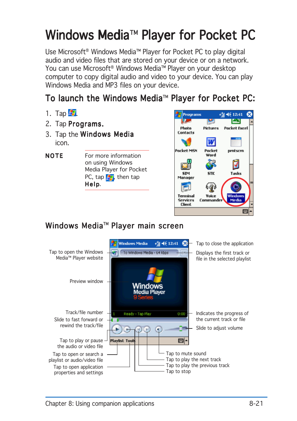 Windows media | Asus P505 User Manual | Page 265 / 326