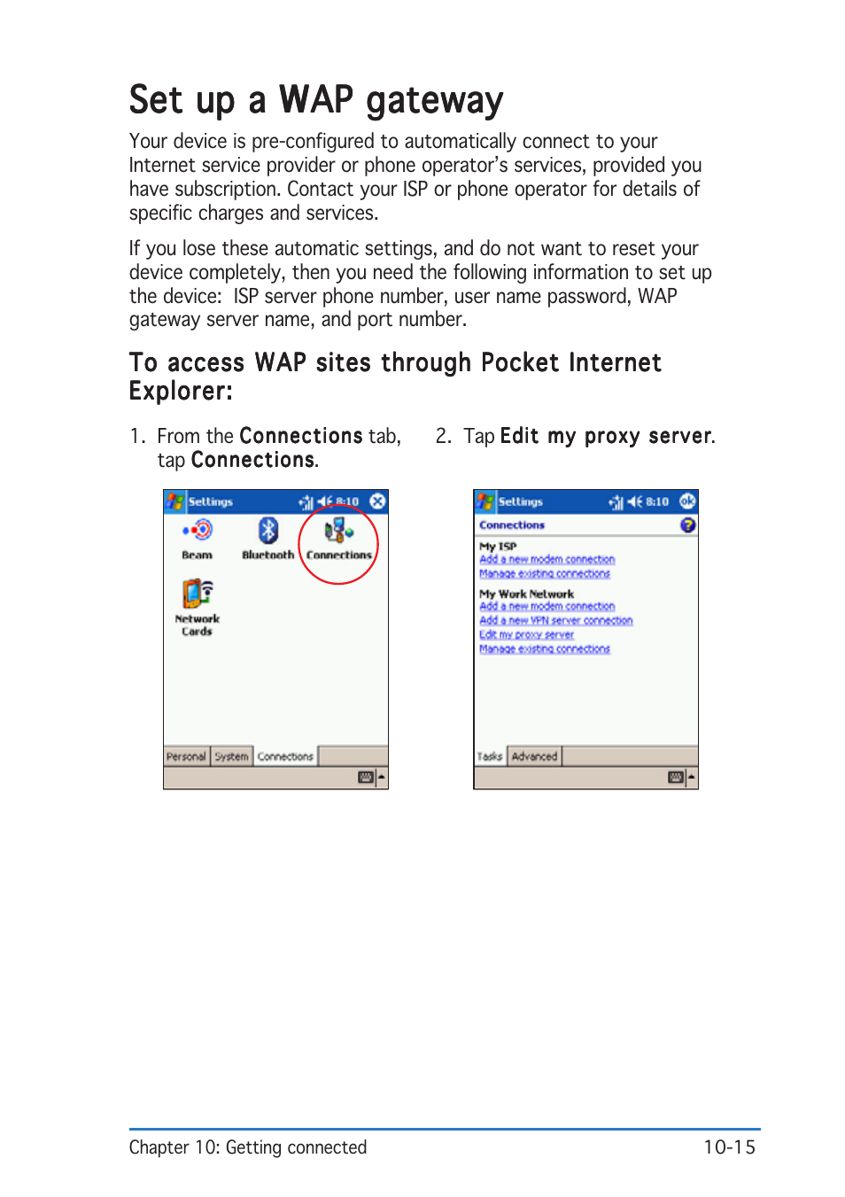 Set up a wap gateway | Asus P505 User Manual | Page 299 / 326