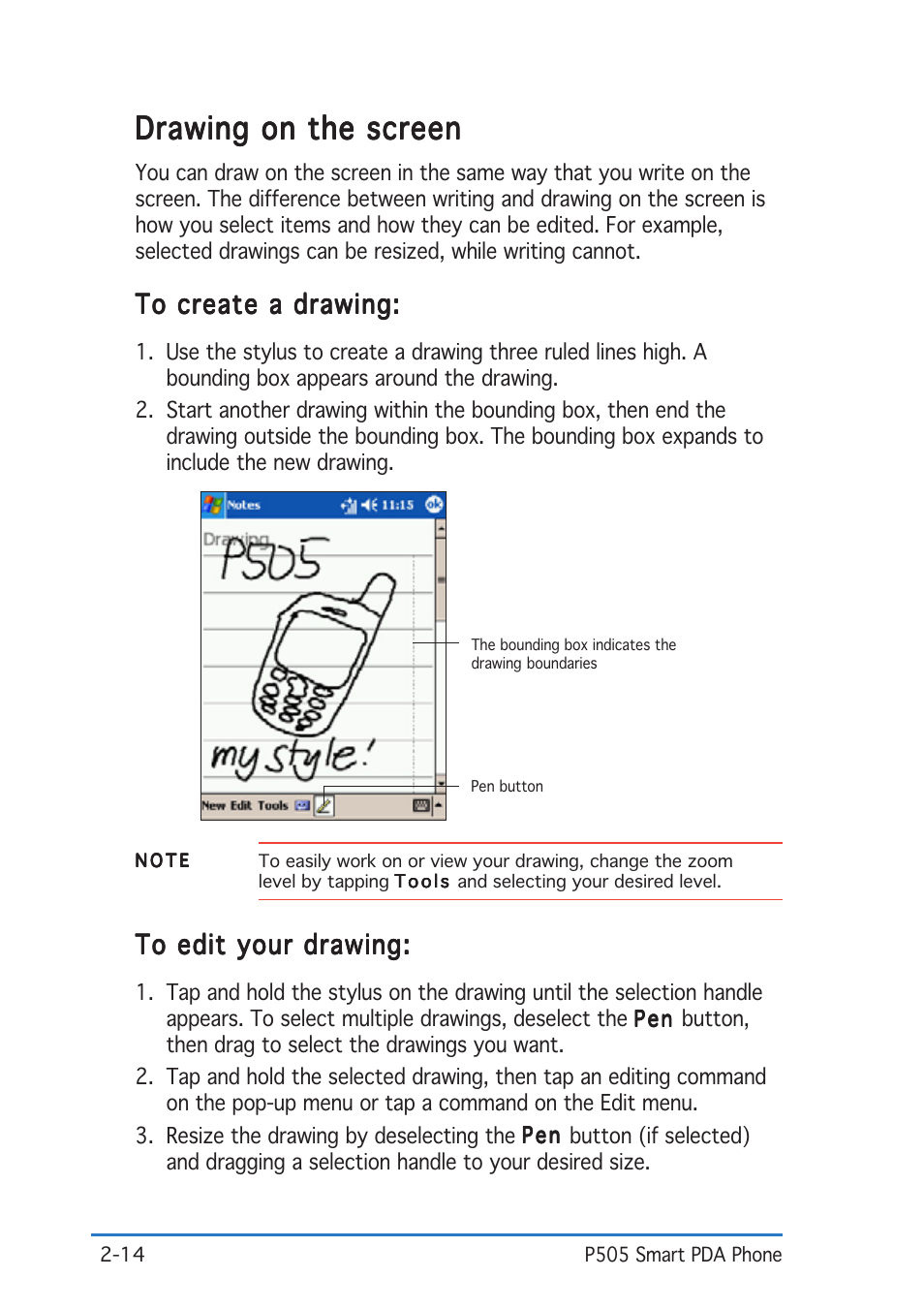 Drawing on the screen | Asus P505 User Manual | Page 34 / 326