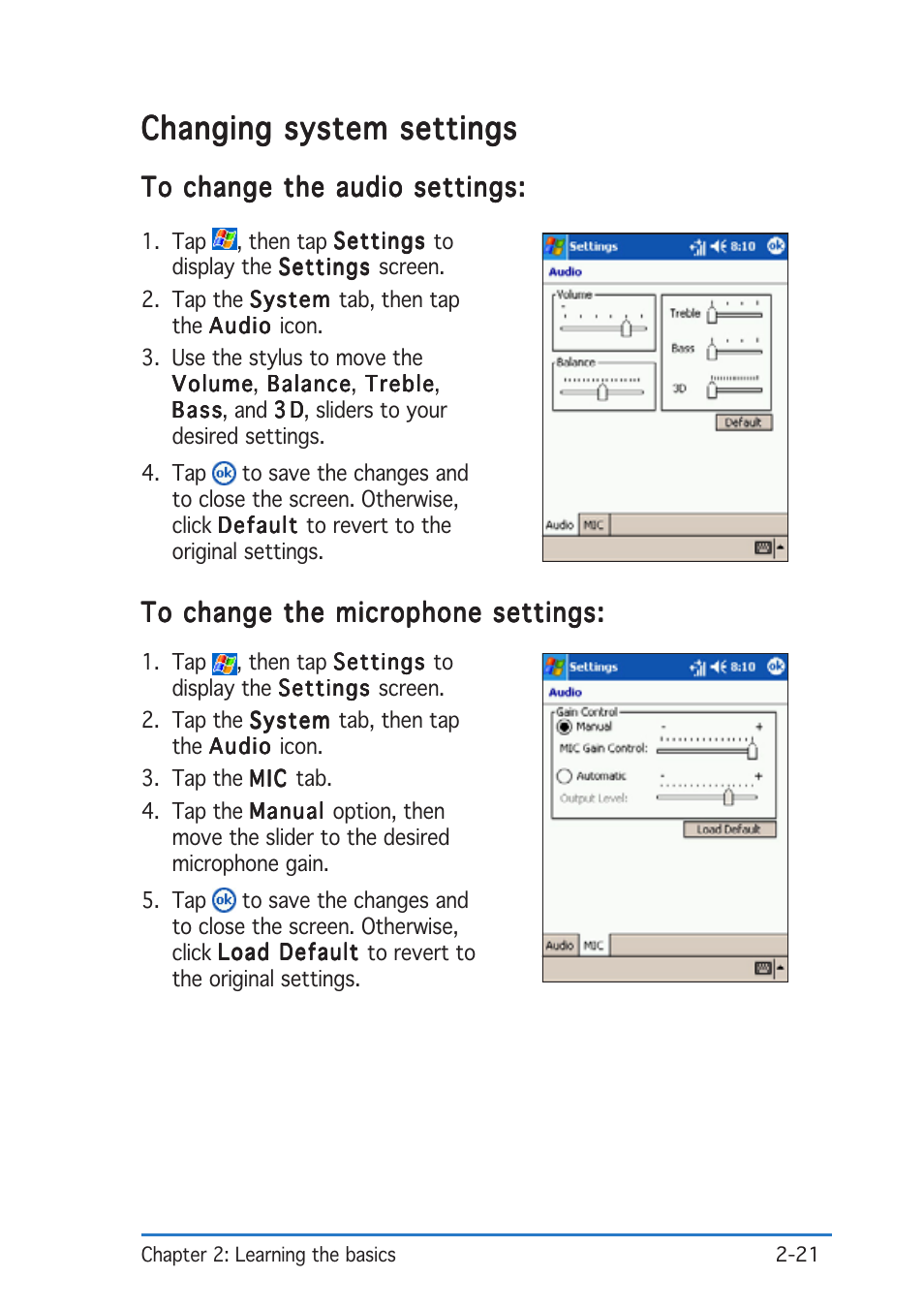 Changing system settings | Asus P505 User Manual | Page 41 / 326