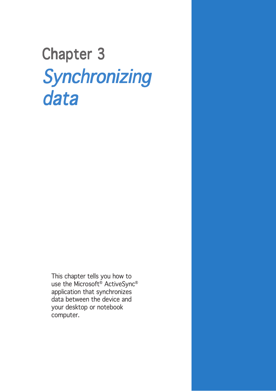 Synchronizing, Synchronizing data data data data data | Asus P505 User Manual | Page 67 / 326