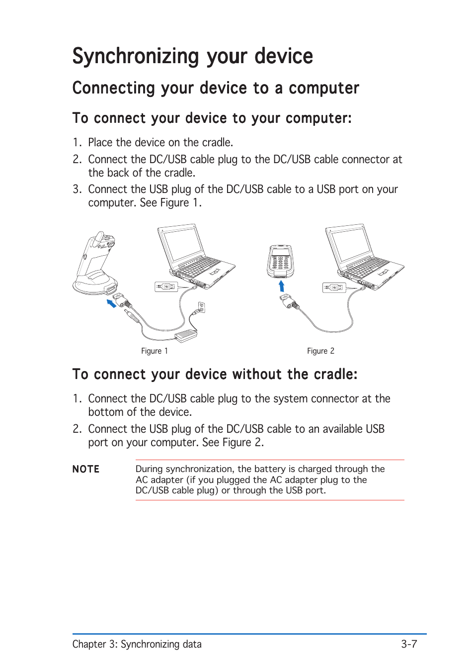 Synchronizing your device, Connecting your device to a computer | Asus P505 User Manual | Page 73 / 326