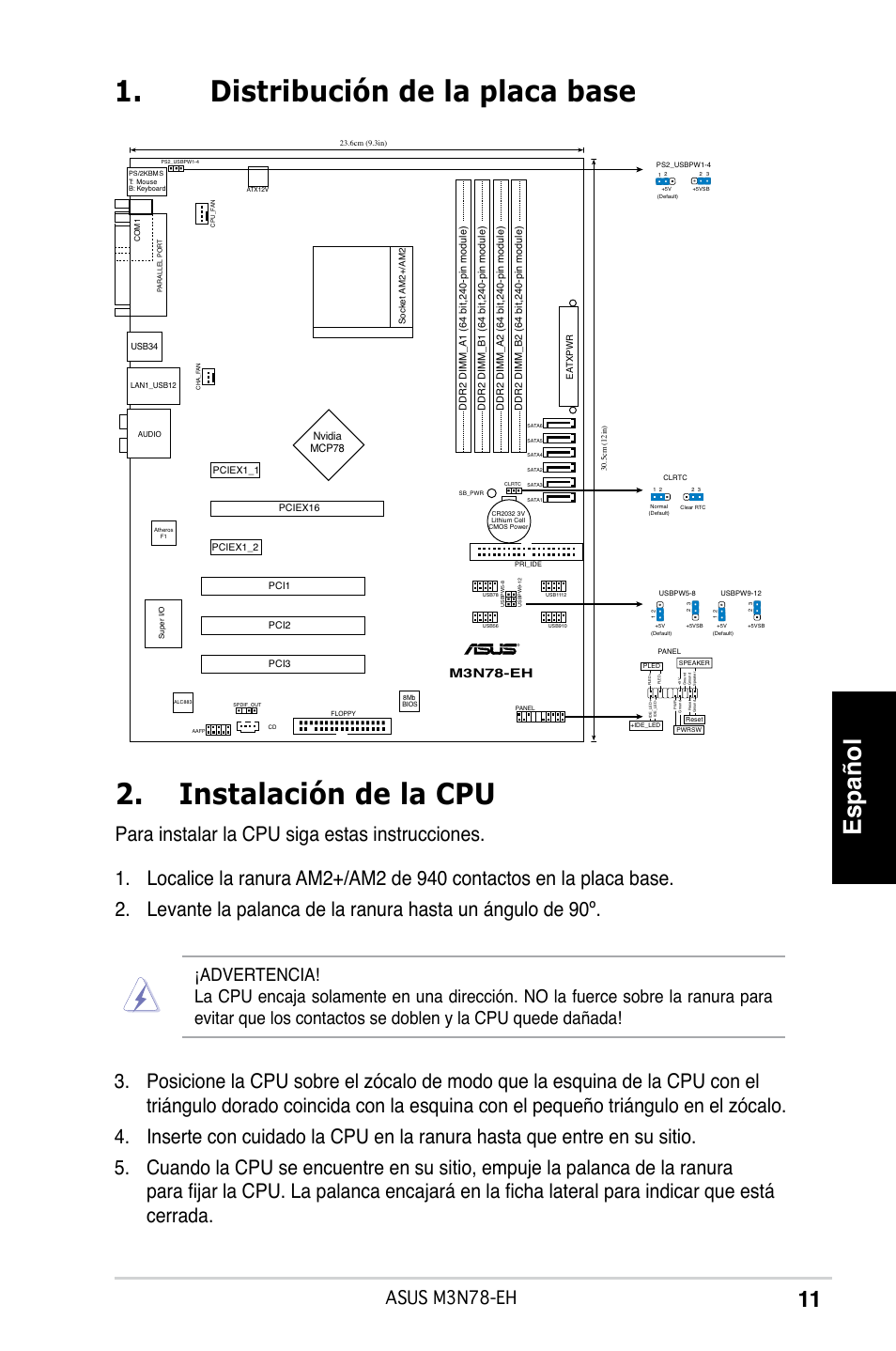 Español, Asus m3n78-eh, M3n78-eh | Asus M3N78-EH User Manual | Page 11 / 38