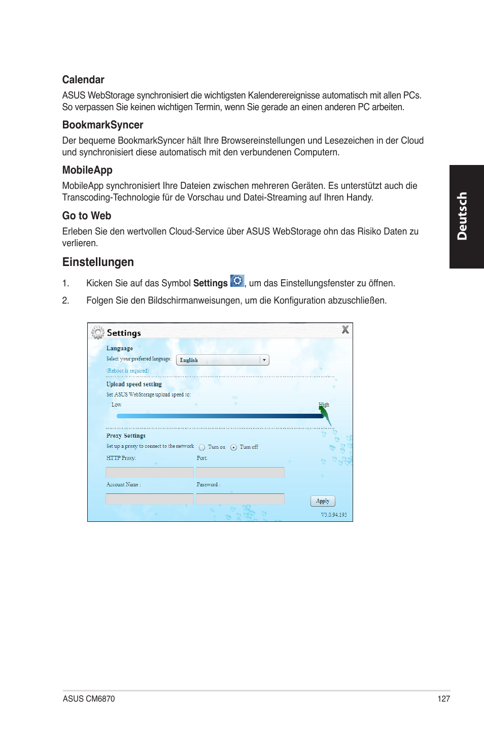 Deutsch d eutsch | Asus CM6870 User Manual | Page 129 / 494