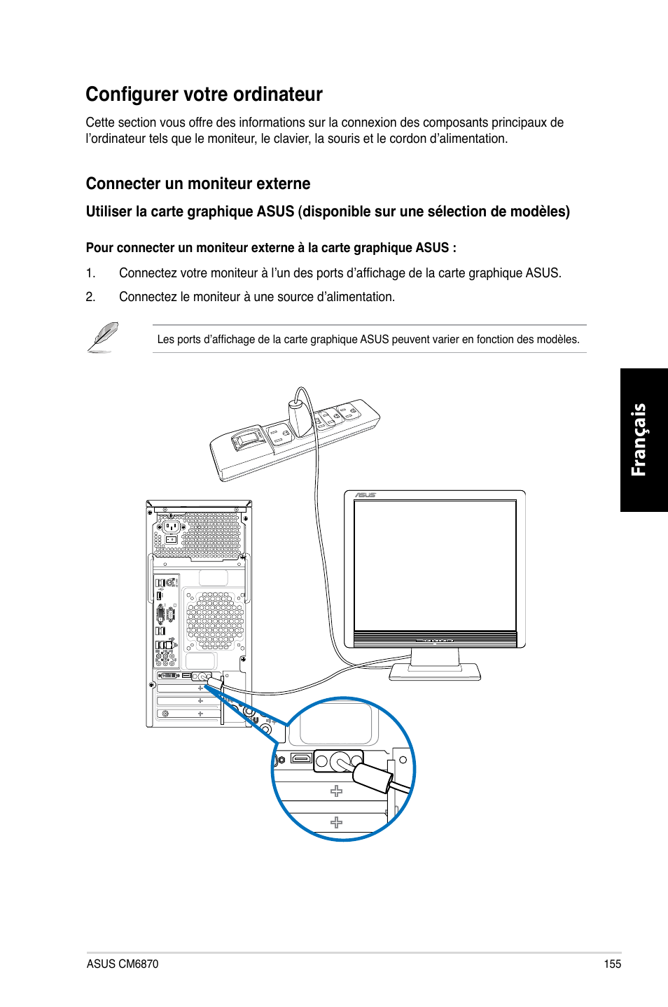 Configurer votre ordinateur, Fr anç ais fr anç ais, Fr anç ais fr anç ais �����g������ �v | Asus CM6870 User Manual | Page 157 / 494