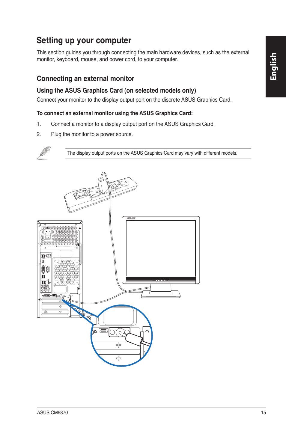 Setting up your computer, English | Asus CM6870 User Manual | Page 17 / 494