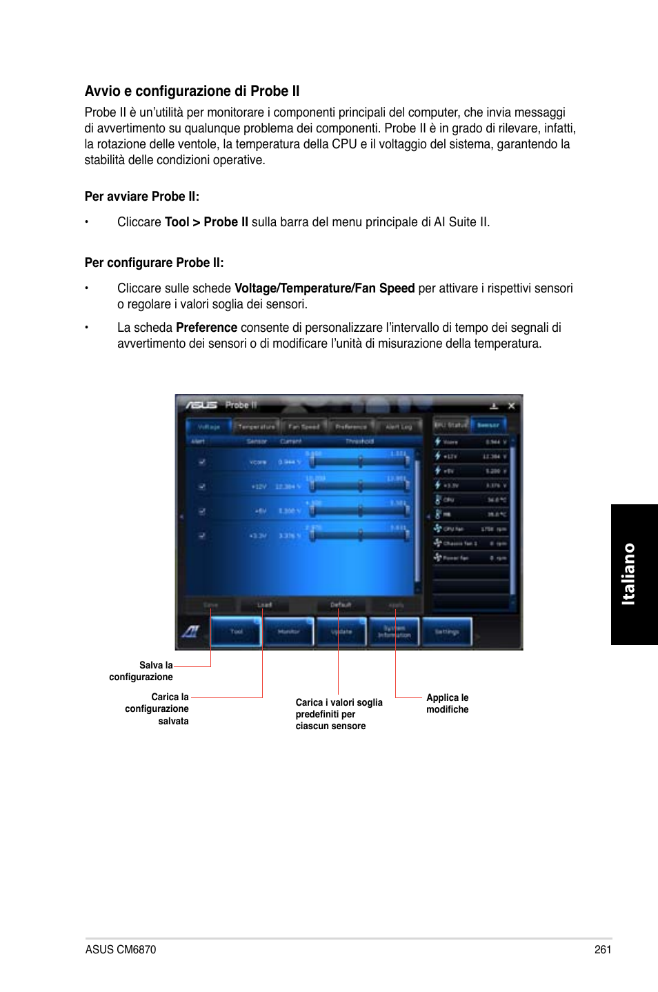 Italiano | Asus CM6870 User Manual | Page 263 / 494
