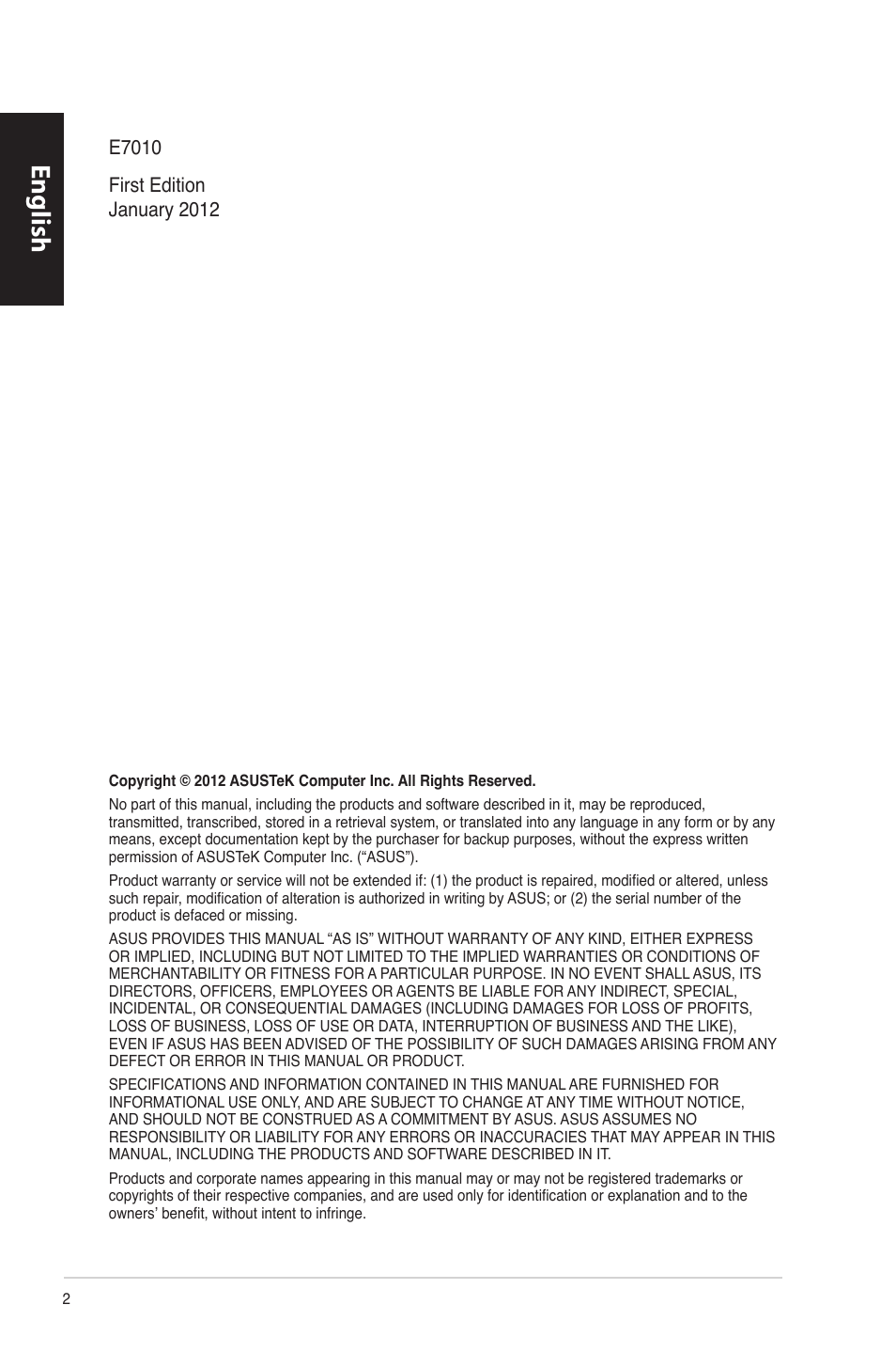 English | Asus CM6870 User Manual | Page 4 / 494