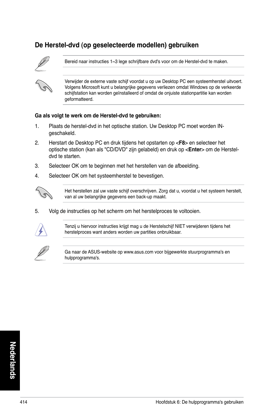 Nederlands | Asus CM6870 User Manual | Page 416 / 494