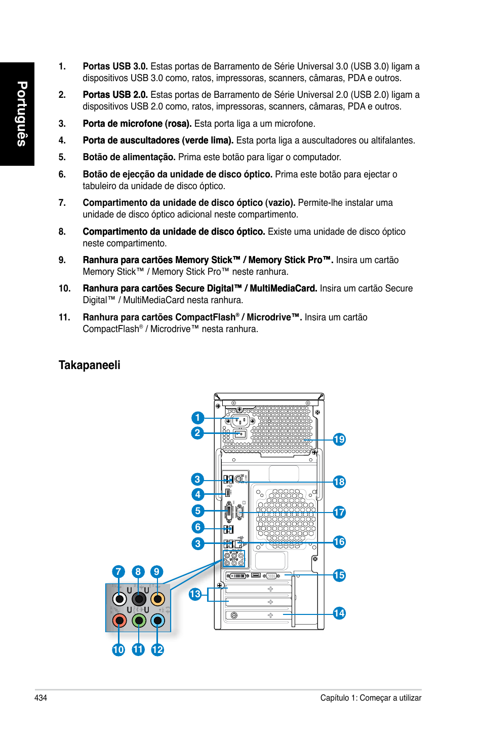 Português, Takapaneeli | Asus CM6870 User Manual | Page 436 / 494