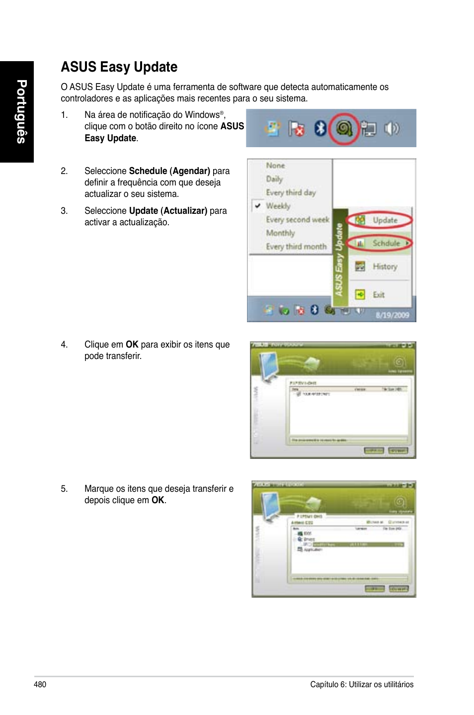Asus easy update, Português | Asus CM6870 User Manual | Page 482 / 494