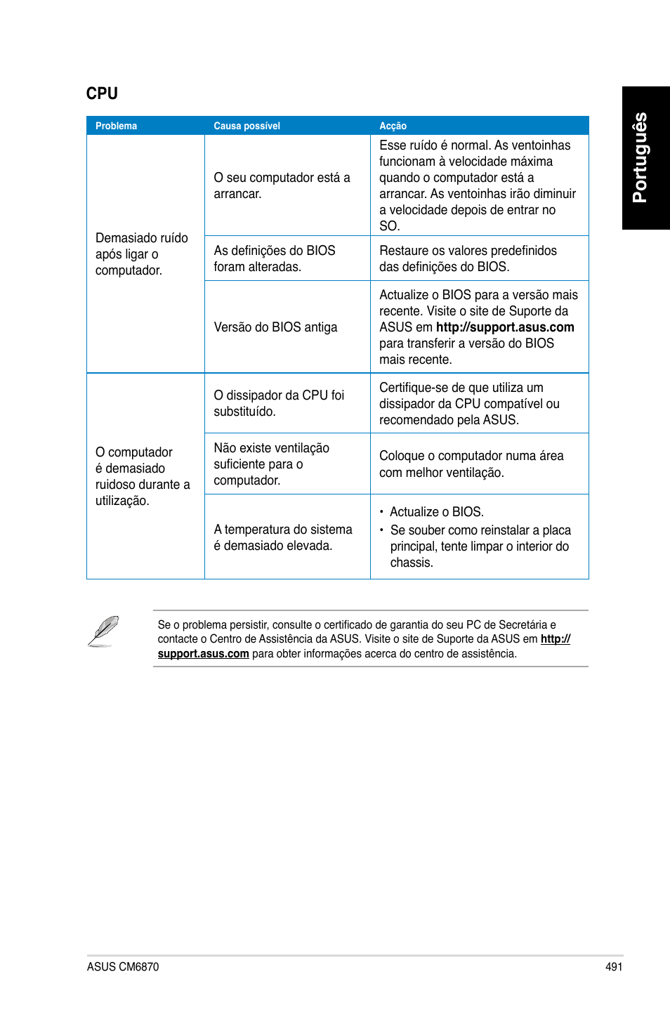 Português | Asus CM6870 User Manual | Page 493 / 494