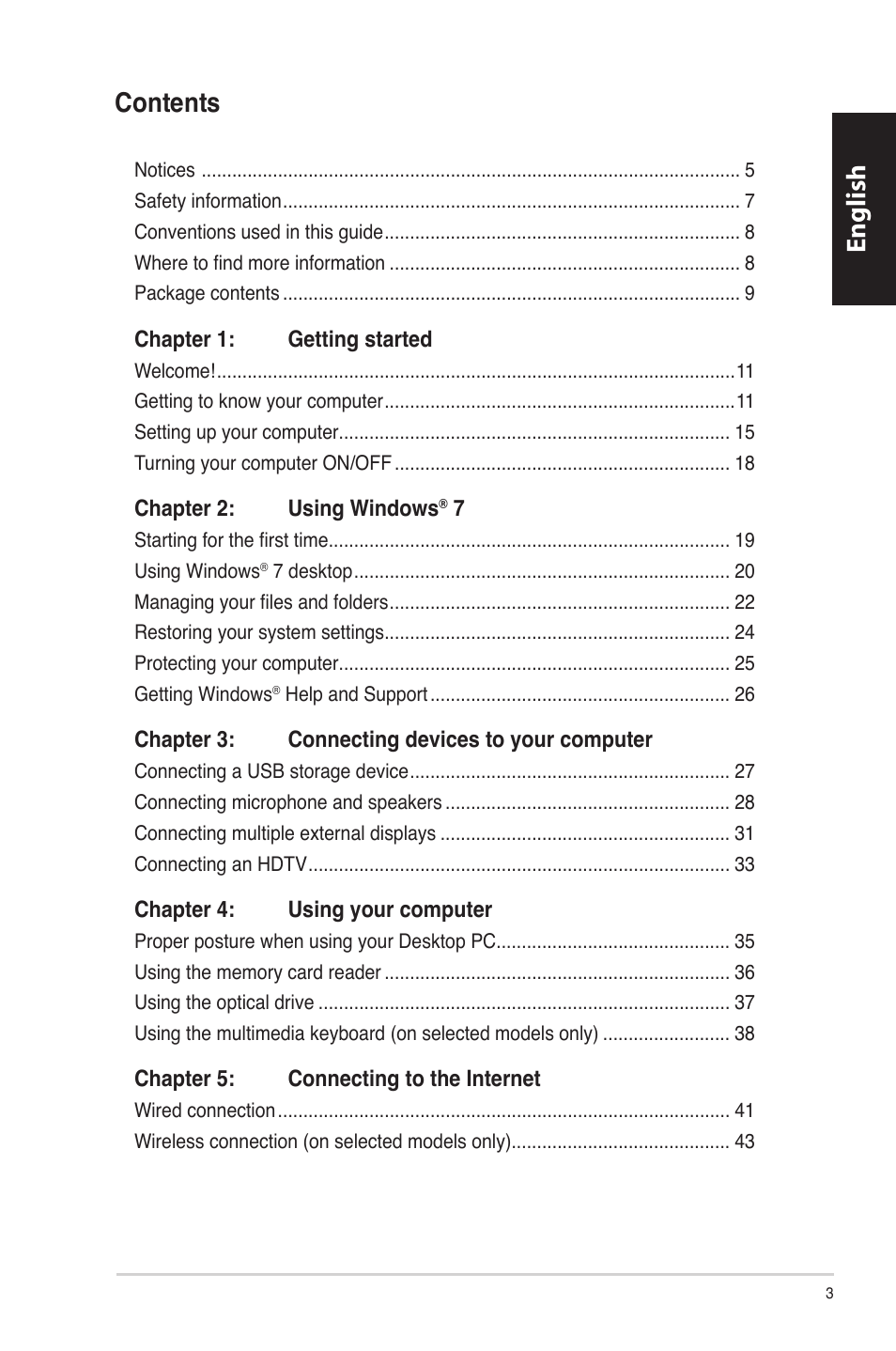 English, English contents | Asus CM6870 User Manual | Page 5 / 494