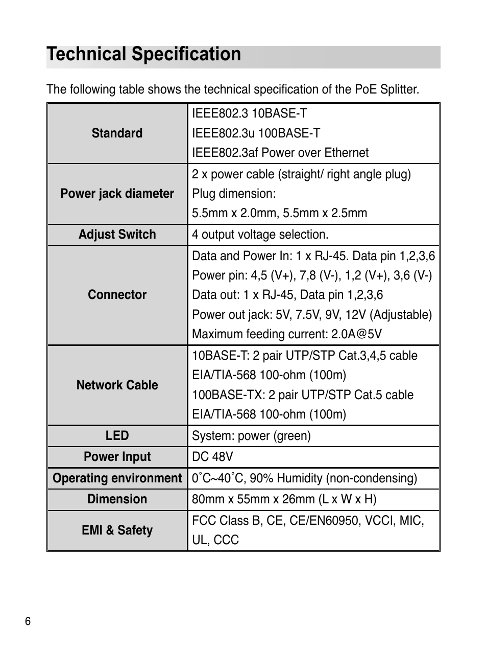 Technical speciﬁcation | Asus ES-101 User Manual | Page 7 / 61