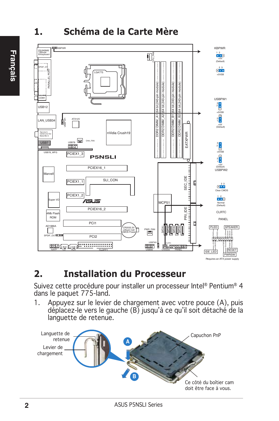 Français, Pentium, Asus p5nsli series | Ab b, P5nsli | Asus P5NSLI User Manual | Page 2 / 38