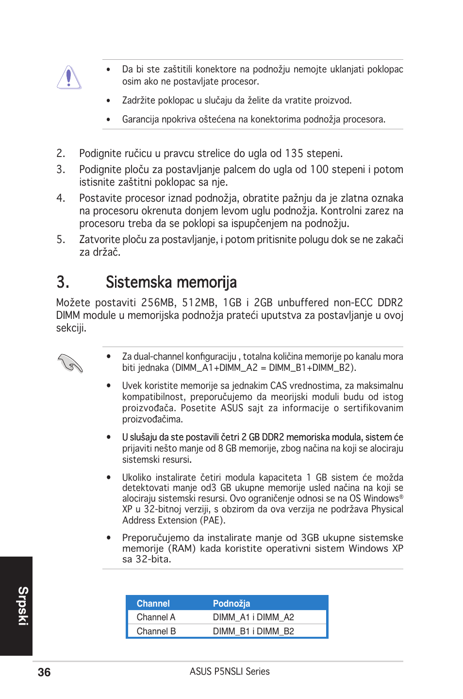 Srpski | Asus P5NSLI User Manual | Page 36 / 38