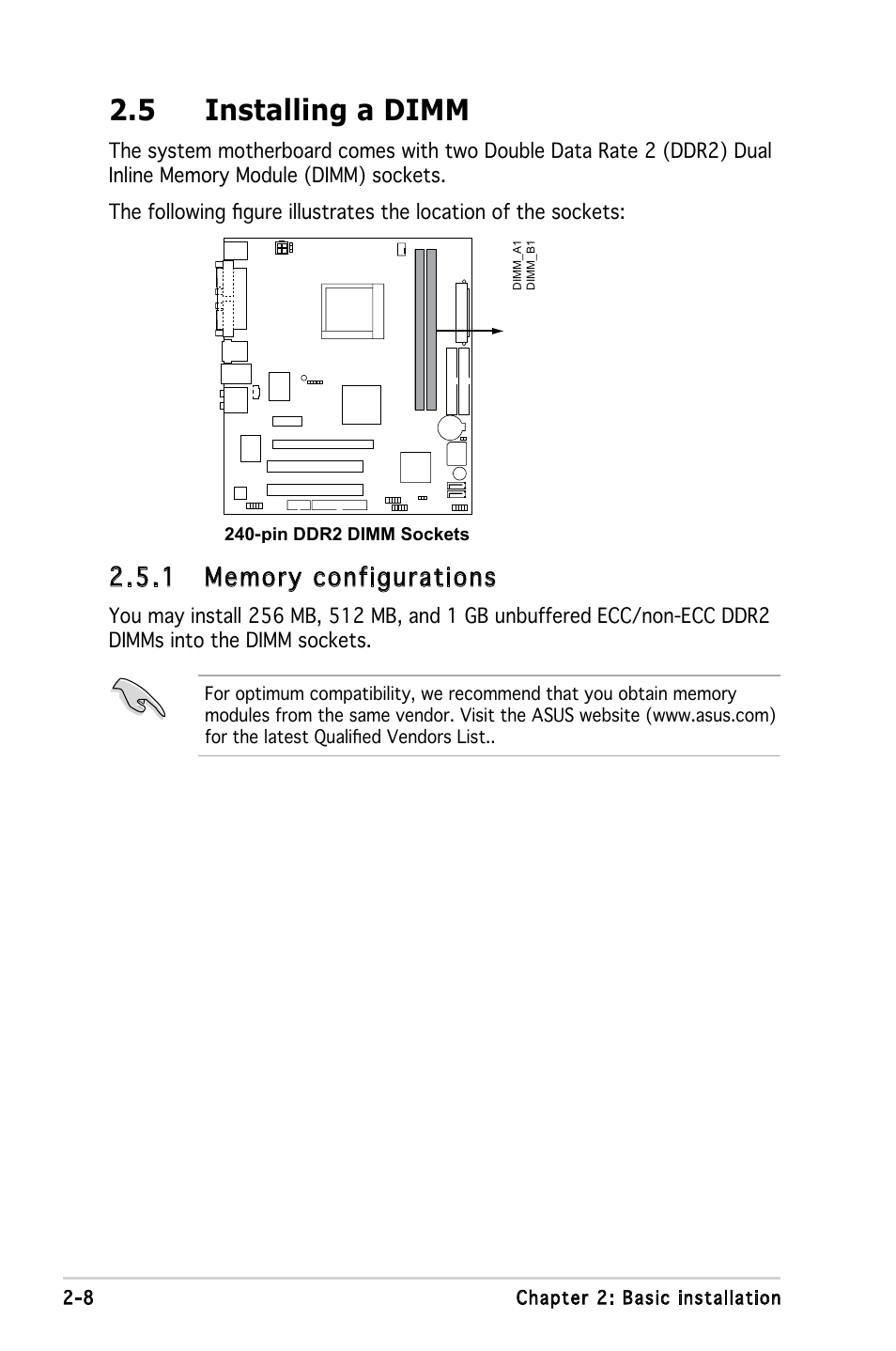 5 installing a dimm | Asus V3-M2V890 User Manual | Page 26 / 90