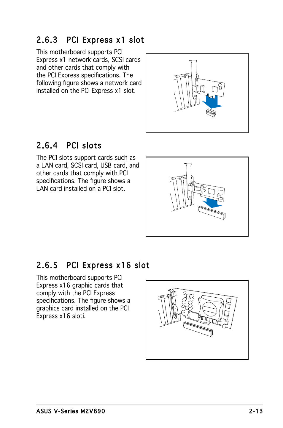 4 pci slots, 3 pci express x1 slot, 5 pci express x16 slot | Asus V3-M2V890 User Manual | Page 31 / 90