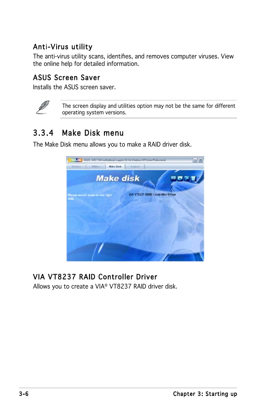 4 make disk menu | Asus V3-M2V890 User Manual | Page 44 / 90