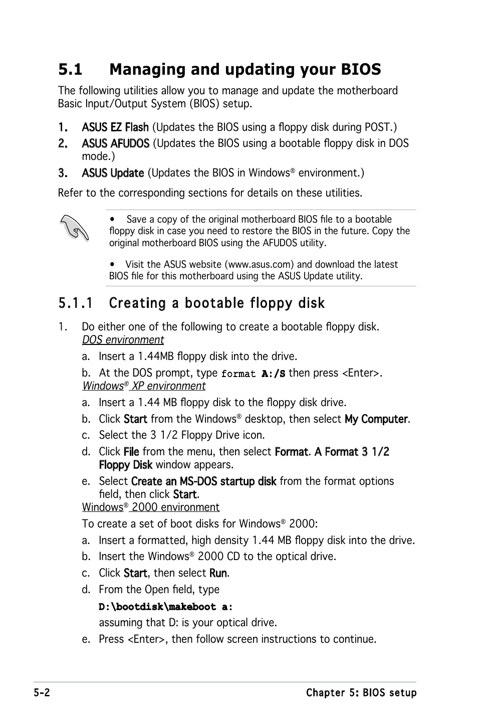 1 managing and updating your bios, 1 creating a bootable floppy disk | Asus V3-M2V890 User Manual | Page 60 / 90