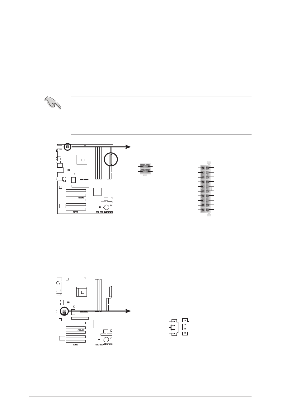 20 chapter 1: product introduction, K8n-e atx power connectors atxpwr atx12v, K8n-e internal audio connectors | Asus K8N-E User Manual | Page 30 / 74