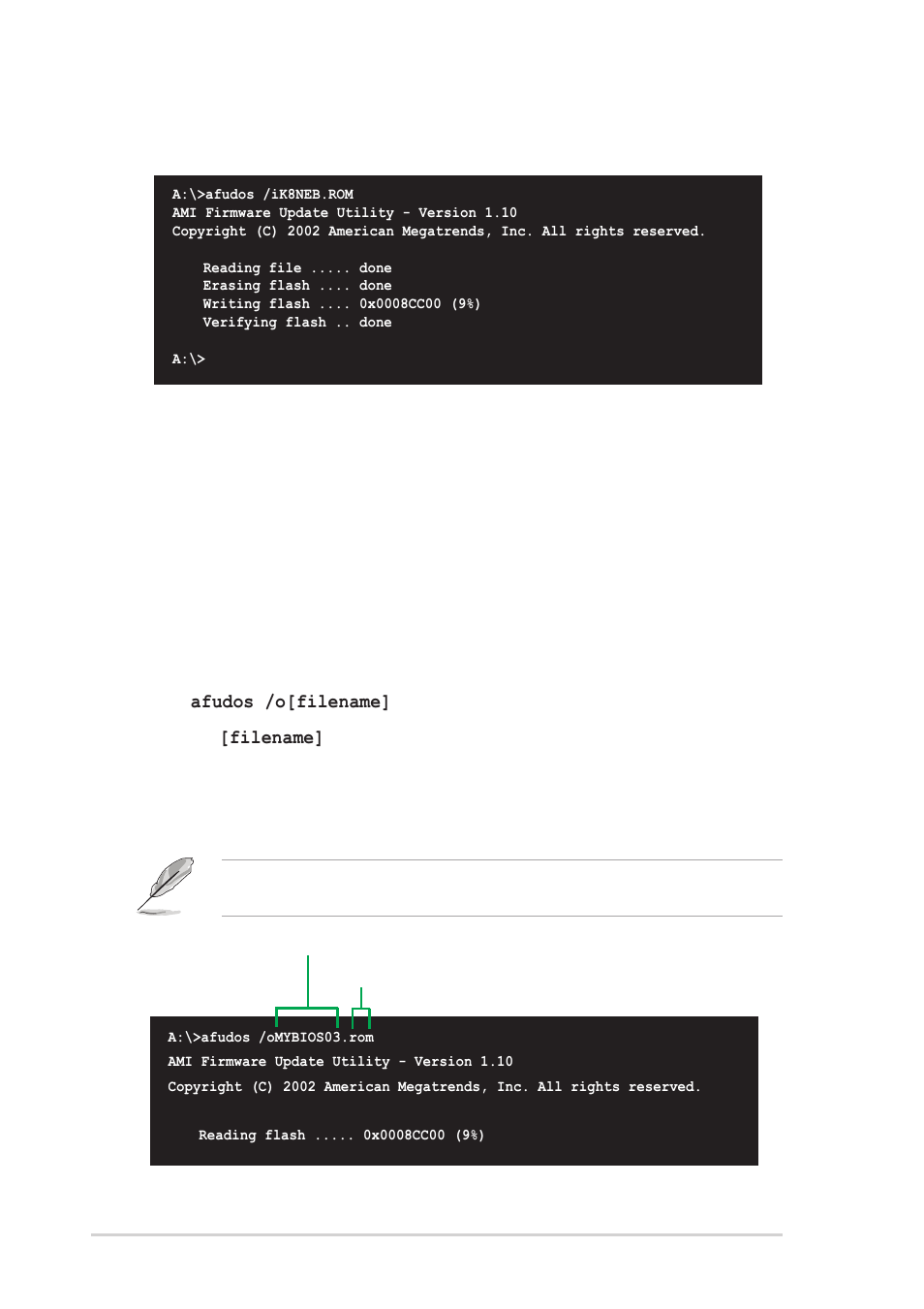 3 using afudos to copy bios from pc | Asus K8N-E User Manual | Page 38 / 74