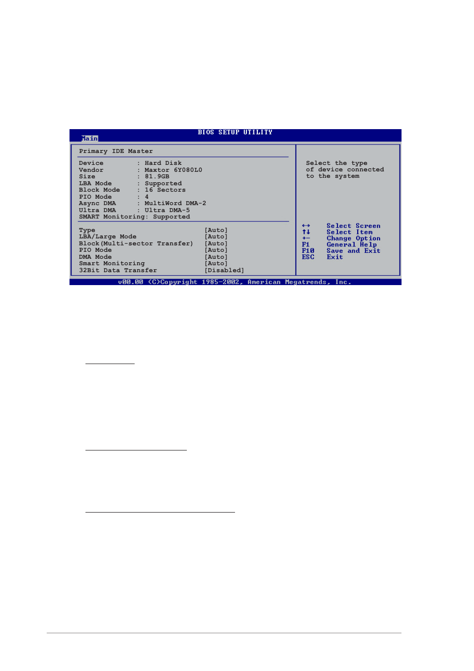 4 primary and secondary ide master/slave, 12 chapter 2: bios setup, Type [auto | Lba/large mode [auto, Block (multi-sector transfer) [auto | Asus K8N-E User Manual | Page 46 / 74