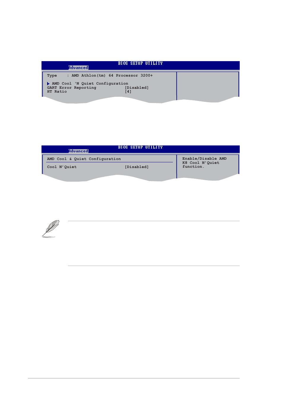 3 cpu configuration, Cool n’ quiet [disabled, Type | Ht ratio [4, 16 chapter 2: bios setup | Asus K8N-E User Manual | Page 50 / 74