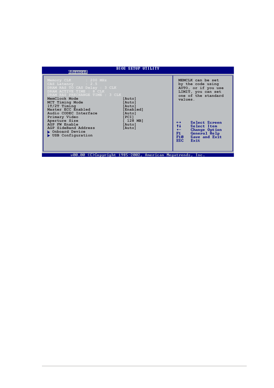 4 chipset, Memclock mode [ auto, Memclock value [200 mhz | Mct timing mode [auto, Cas latency (cl) [auto, Dram ras to cas delay [4 clk, Dram ras prechange time [4 clk, Asus k8n-e 2-17 | Asus K8N-E User Manual | Page 51 / 74