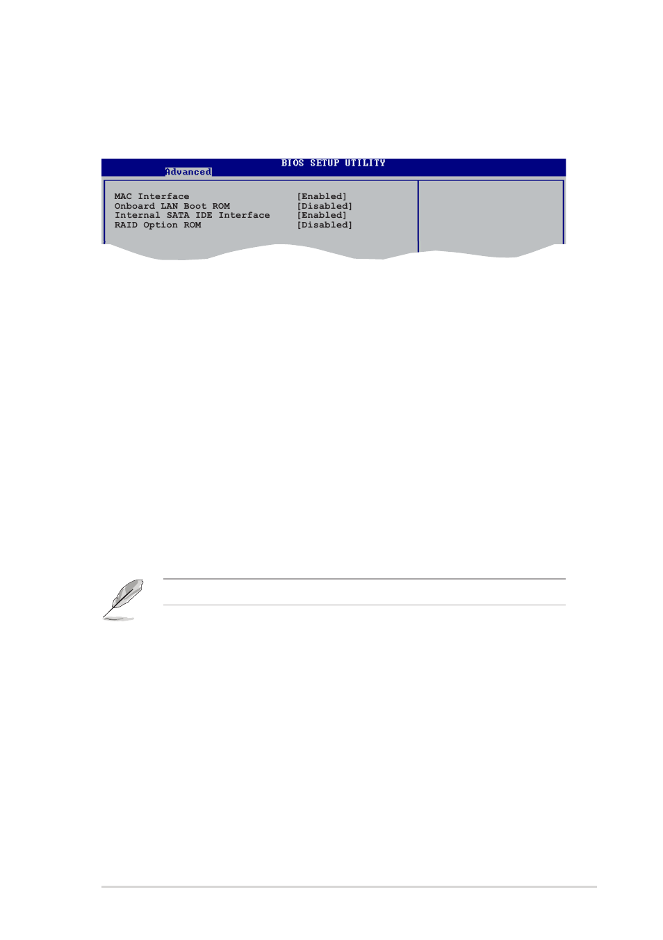 Mac interface [enabled, Onboard lan boot rom [disabled, Internal sata ide interface [enabled | Raid option rom [disabled, Onboard device, Primary master as raid [disabled, Primary slave as raid [disabled, Secondary master as raid [disabled | Asus K8N-E User Manual | Page 53 / 74