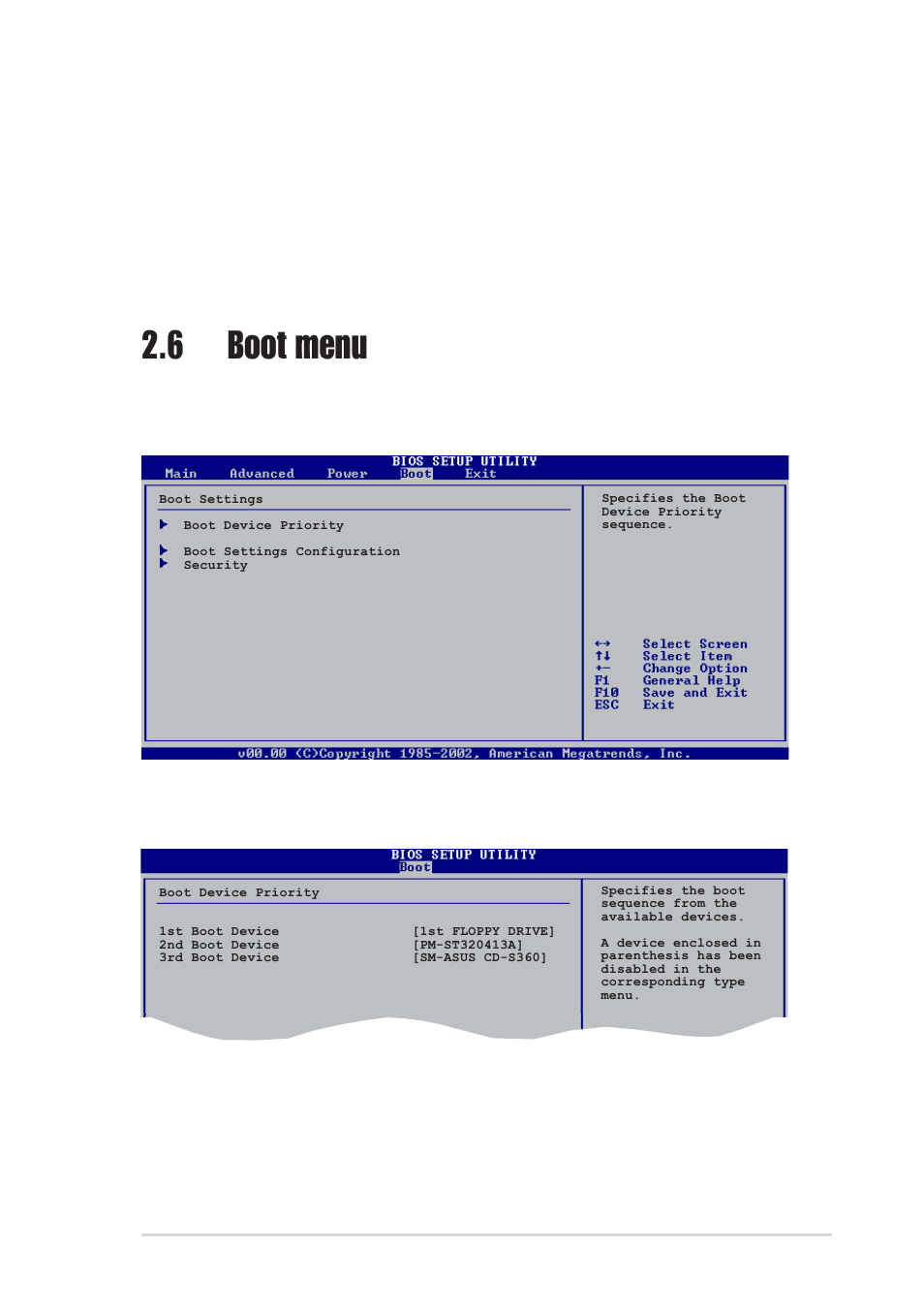 6 boot menu, 1 boot device priority, 1st ~ xxth boot device [1st floppy drive | Cpu fan start temperature [35, Cpu fan full temperature [35 | Asus K8N-E User Manual | Page 61 / 74