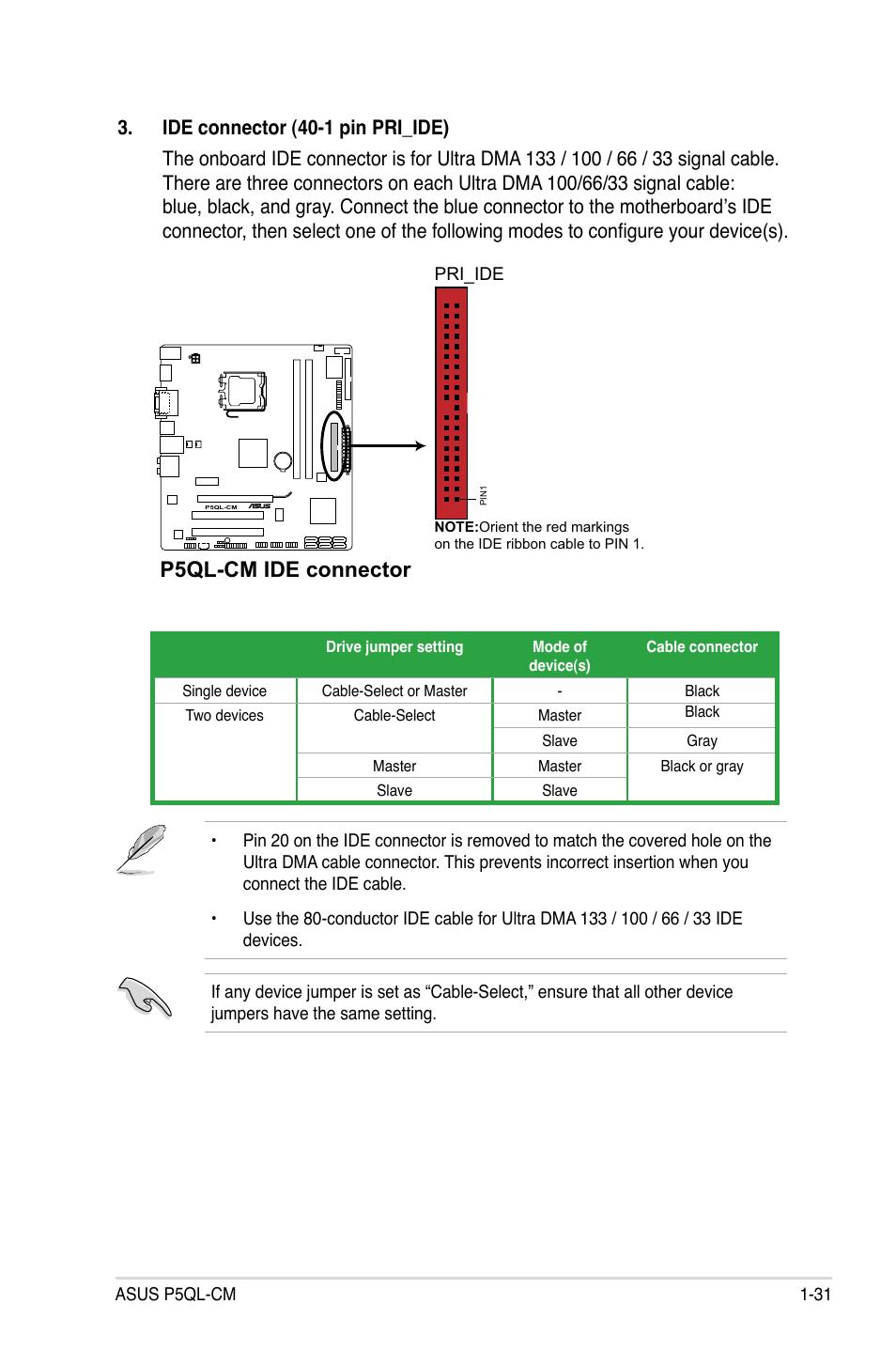 P5ql-cm ide connector | Asus P5QL-CM User Manual | Page 43 / 114