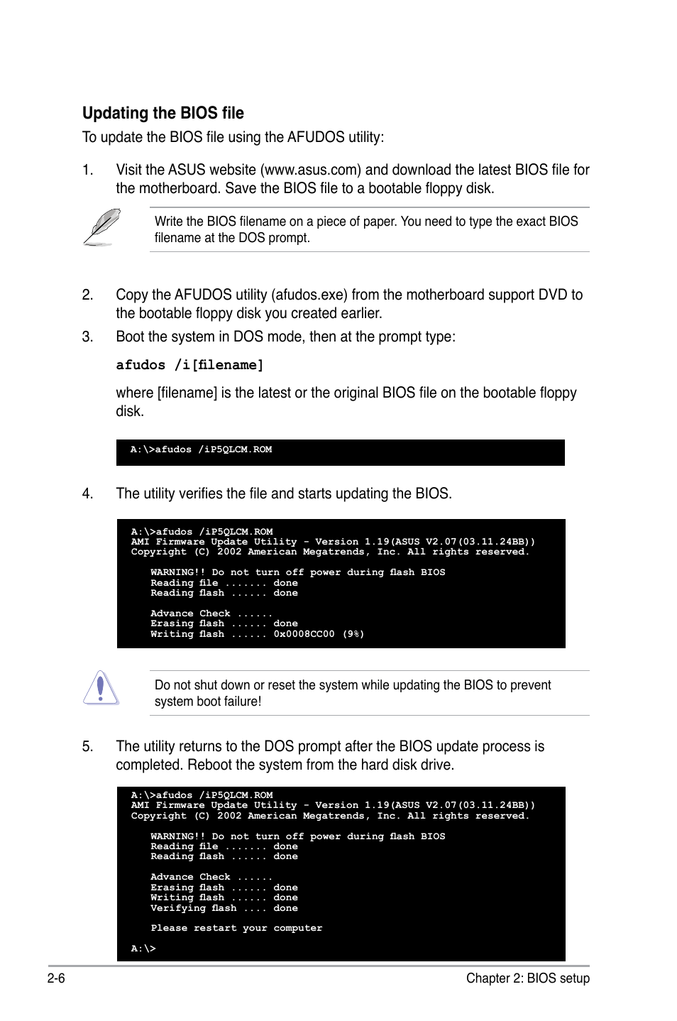 Updating the bios file | Asus P5QL-CM User Manual | Page 56 / 114